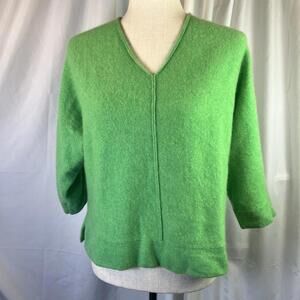 JONES NEW YORK COLLECTION 100% CASHMERE V NECK 3/4 SLEEVE SWEATER TOP SIZE L